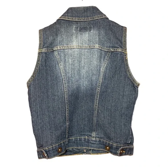 Paris Blues Women Small Blue Denim Trucker Vest Medium Wash Sleeveless Jacket - Picture 2 of 9